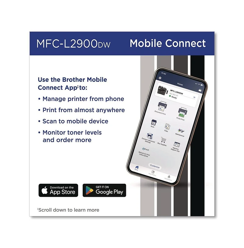 Brother MFCL2900DW Wireless Mfc-L2900DW Compact Monochrome Aio Laser Printer Copy/Fax/Print/Scan