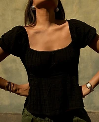 Sincerely Jules Juniors' Puff-Sleeve Babydoll Top