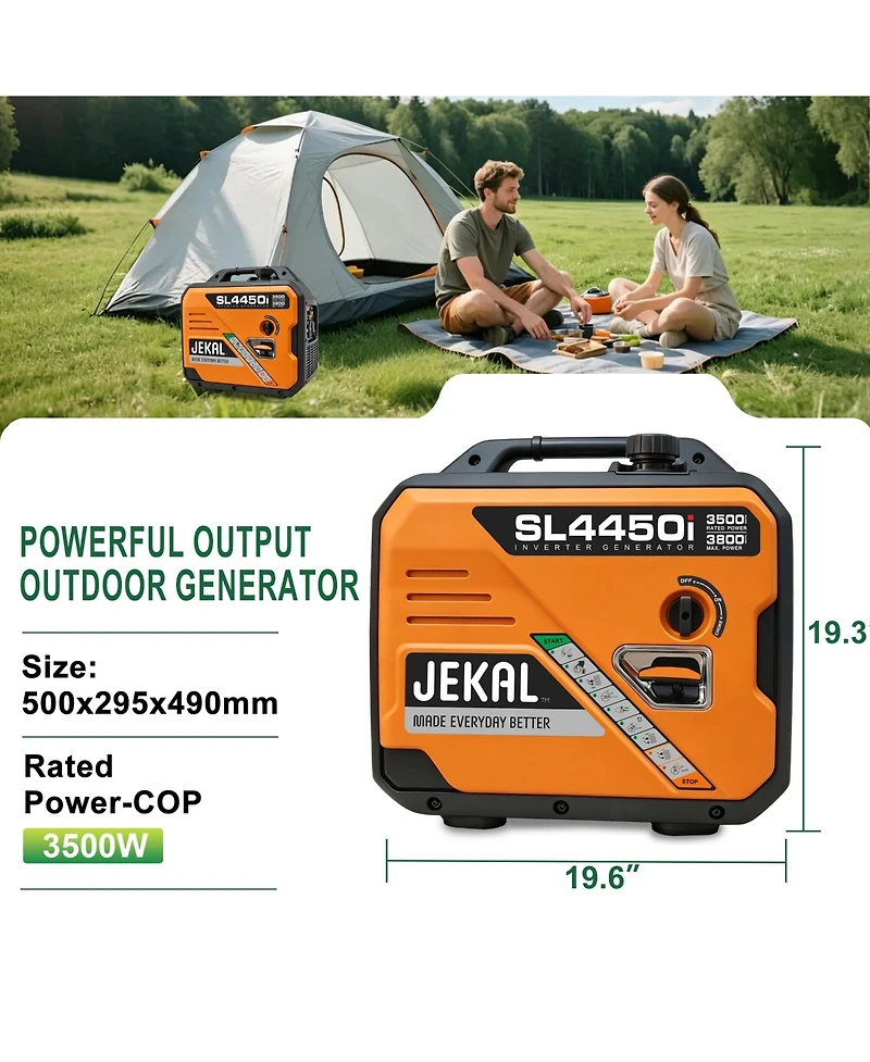 Mondawe 3500W-3800W Portable Inverter Generator Electric Start with Eco Mode