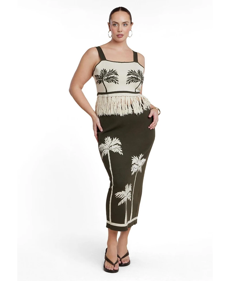 Eloquii Women's Plus Size Intarsia Column Skirt