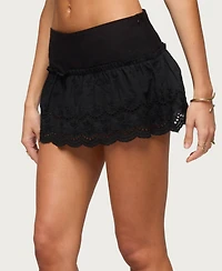 Edikted Women's Iriana Peplum Eyelet Mini Skort
