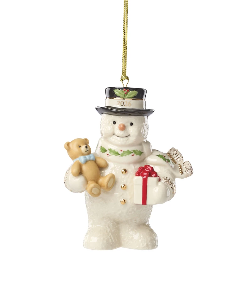 Lenox 2026 Snowman with Teddy Bear Ornament