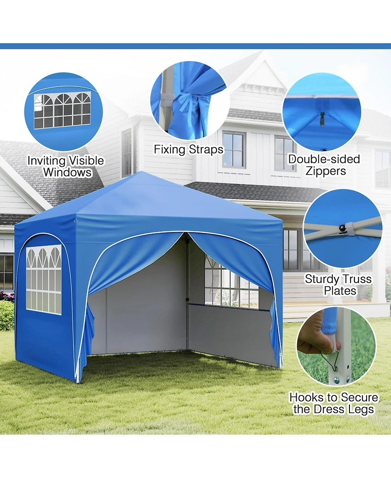 Sugift Feet Pop Up Canopy Tent With 4 Removable Sidewall