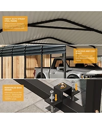 homfan 12x20 Feet Heavy Duty Metal Carport, Galvanized Steel Frame with Durable Roof Panels, Vehicle Parking Shelter