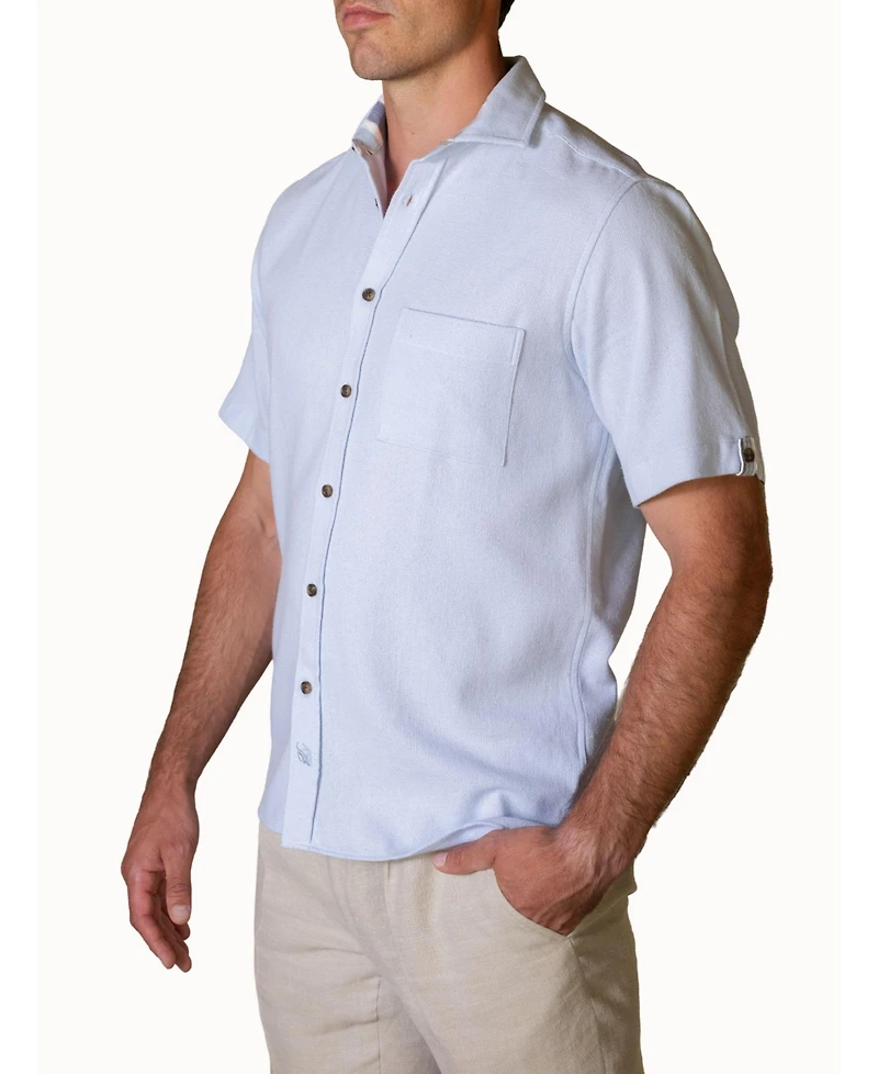 Koy Clothing Men's Cotton Short Sleeve Sack Weave Shirt