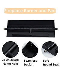 homfan 60000 Btu Powder-Coated Steel Drop-In Fire Pit Burner Pan, Dual Fuel Natural Gas and Propane Insert Kit