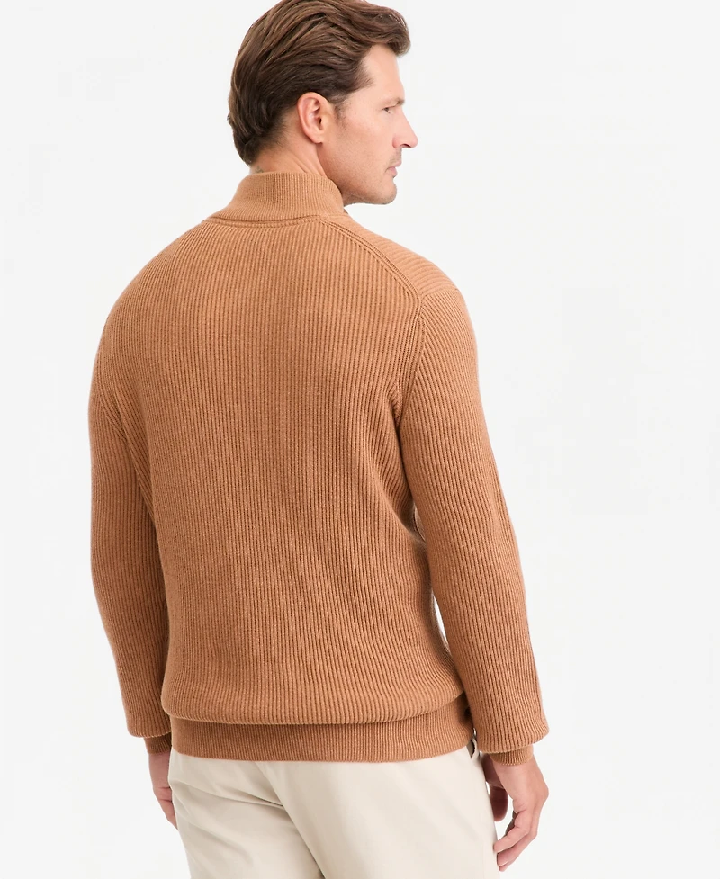 Club Room Men's Cotton Refined Cardigan Stitch Quarter-Zip Sweater, Macy's Exclusive