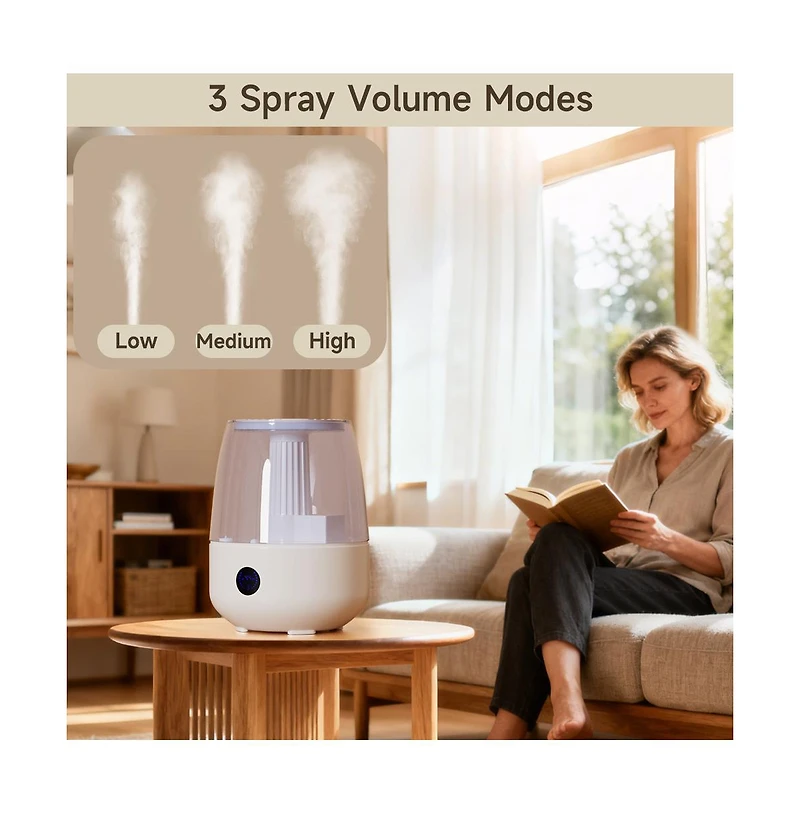 Topteng 1.8 Gal Humidifier – 30H Runtime, Dual Mist, Remote Control & Oil Diffuser for Bedroom