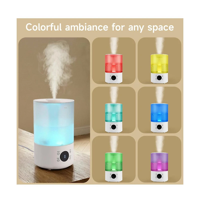 Topteng 1.1 Gal Humidifier with 7-Color Rgb Light, 12H Runtime, 9H Timer & 360° Nozzle
