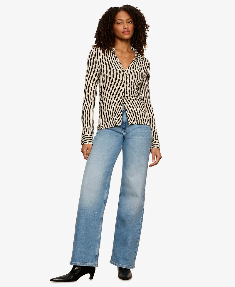 Sanctuary Women's Juno Long-Sleeve Slinky Button-Up Shirt