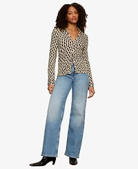 Sanctuary Women's Juno Long-Sleeve Slinky Button-Up Shirt