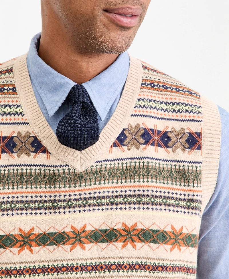 Club Room Men's Cotton Fair Isle Sweater Vest, Macy's Exclusive