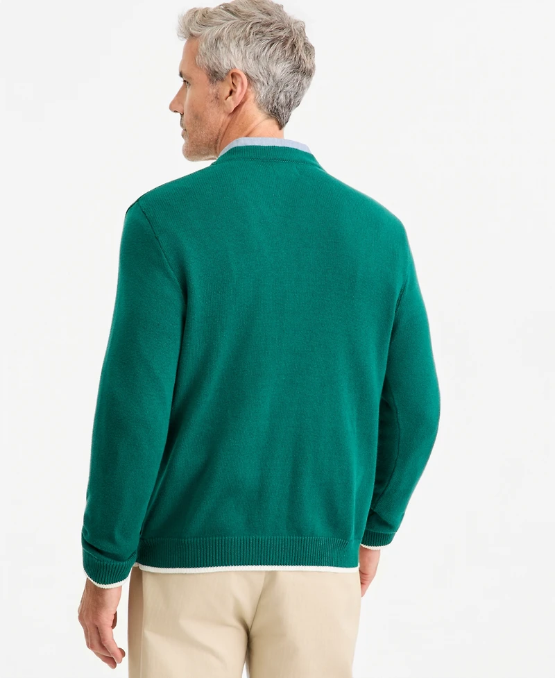Club Room Men's Cotton Tipped Button-Up Cardigan, Macy's Exclusive