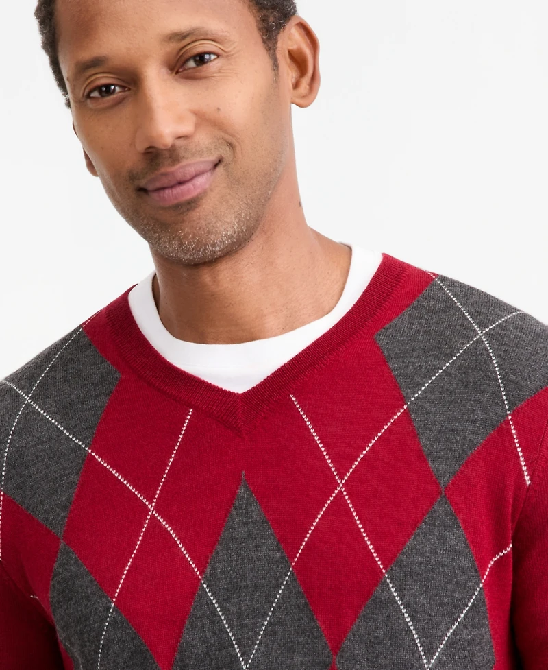 Club Room Men's Argyle V-Neck Sweater, Macy's Exclusive