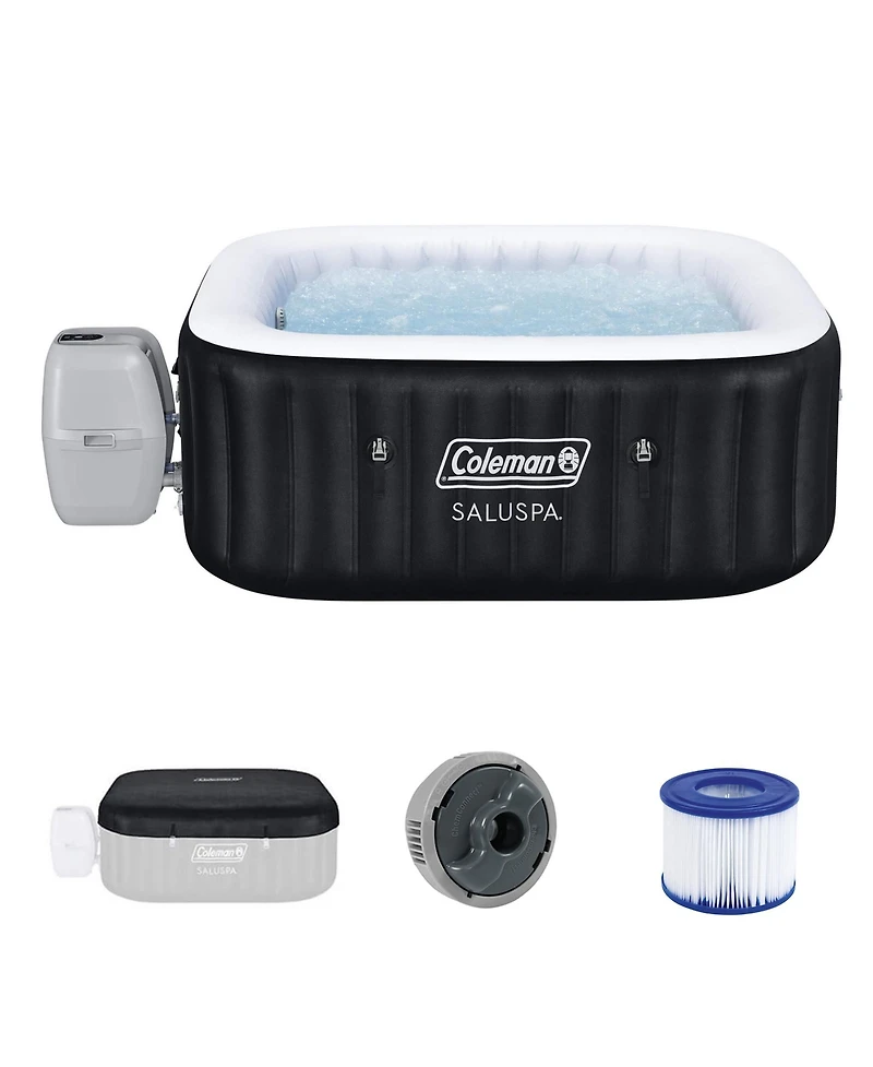 Coleman Atlantis AirJet Square Inflatable Hot Tub with EnergySense Cover, Blue