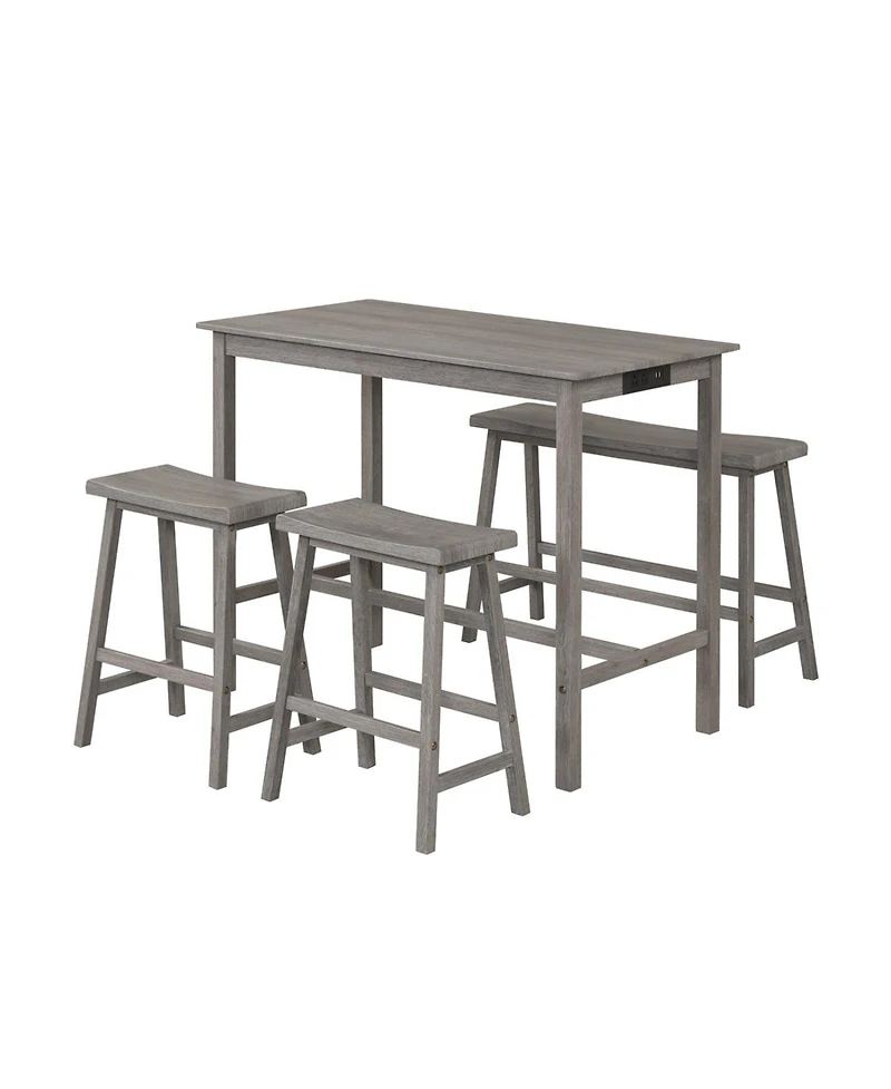 Slickblue Counter Height Kitchen Table Set 4 Piece Solid Rubber Wood with Outlet