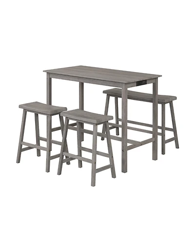 Slickblue Counter Height Kitchen Table Set 4 Piece Solid Rubber Wood with Outlet