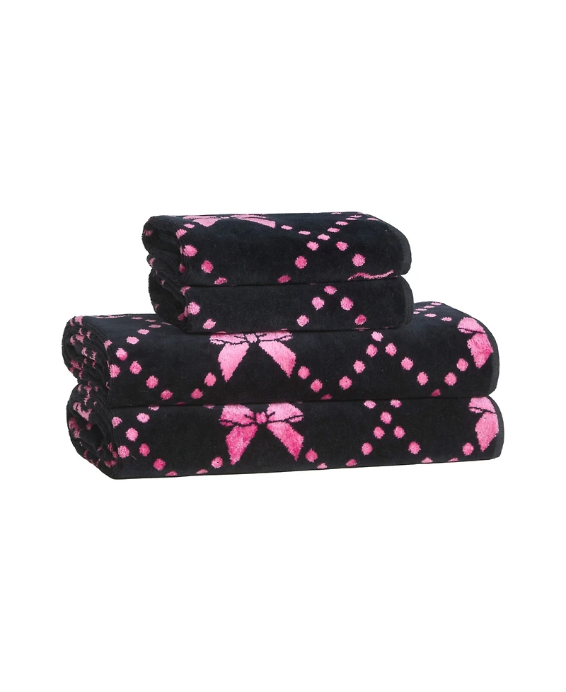 Juicy Couture Printed Jacquard Cotton 4-Piece Bath Towel Set