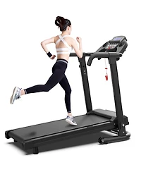 Everyfun Folding Treadmill with 2.5HP Quiet Motor - 12 Preset Programs, Led Display, Heart Rate Sensors, Pad and Cup Holders