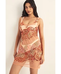 Nasty Gal Women's Beaded Sheer Mini Beach Dress