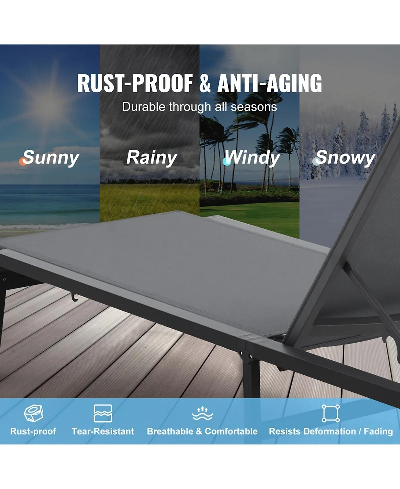 Vevor Chaise Lounge Chair Outdoor Patio Lounge Chair Adjustable 5-Position