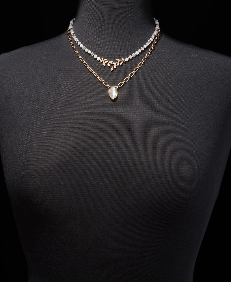 Lonna & Lilly Stone & Bead Layered Pendant Necklace, 16" + 3" extender