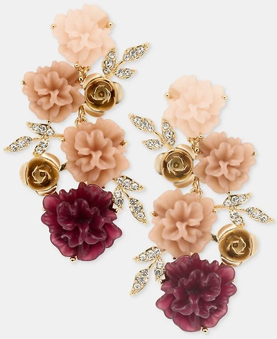 lonna & lilly Pave Flower Cluster Linear Drop Earrings