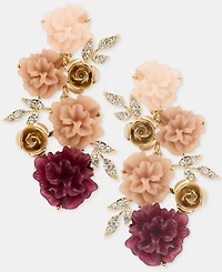 lonna & lilly Pave Flower Cluster Linear Drop Earrings