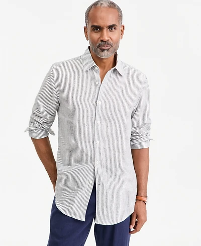 Club Room Men's Stripe Linen Button-Up Shirt, Macy's Exclusive