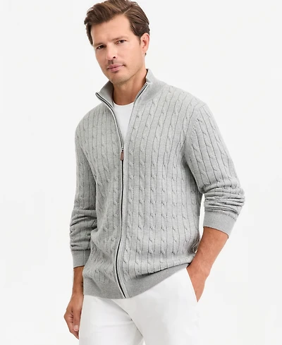 Club Room Men's Cable-Knit Full-Zip Sweater, Created for Macy's