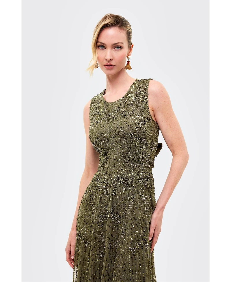 Beauut Women's Embellished Sequins Back Satin Bow
