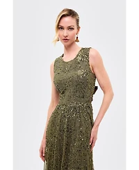 Beauut Women's Embellished Sequins Back Satin Bow