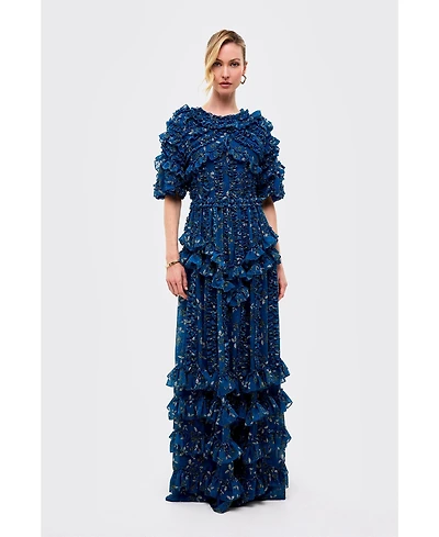 Beauut Women's Ruffle Flutter Sleeves Maxi Dress
