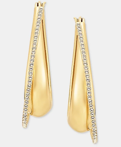 Dkny Pave Crossover Oval Hoop Earrings