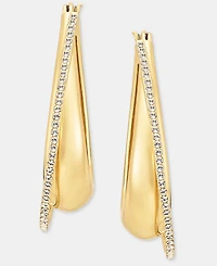 Dkny Pave Crossover Oval Hoop Earrings