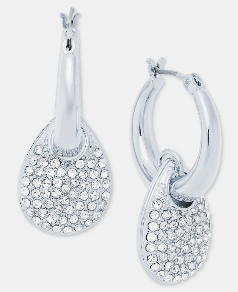 Dkny Pave Puffy Charm Hoop Earrings
