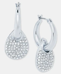 Dkny Pave Puffy Charm Hoop Earrings