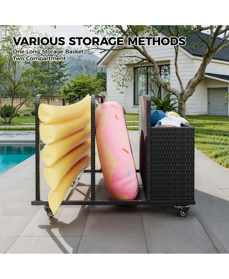 gaomon All-Weather Outdoor Wicker Rattan Pool Storage Basket