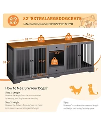 homfan Multi-Functional Dog Crate Furniture for Medium and Large Dogs, 83'' Indoor Kennel with 4 Doors 2 Drawers, Secure Locks, Stylish Design