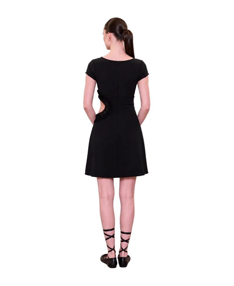 Pcfg Women's Daydreamers Short Sleeve Lace Detail Mini Dress