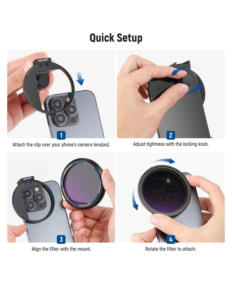 Neewer ND2-ND32 Camera Lens Accessory with ND2, ND32 for select iPhone models