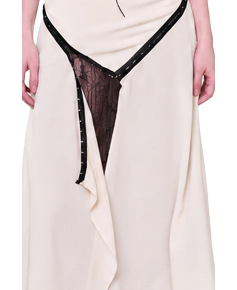 Pcfg Women's The Party Edit Slit Lace Panel Maxi Skirt