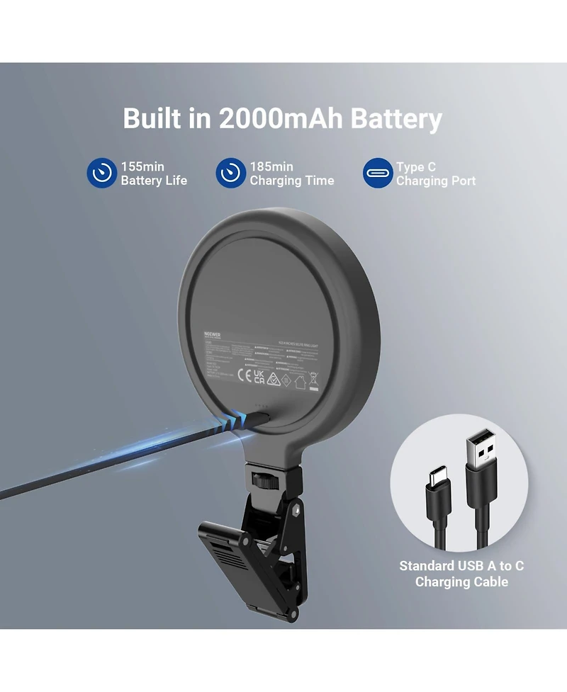 Neewer N23 Ring Light with 4.8W, 2000mAh, CRI90