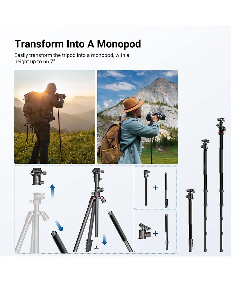 Neewer TP014 Camera Tripod with 76 Inch, 17.6 lb