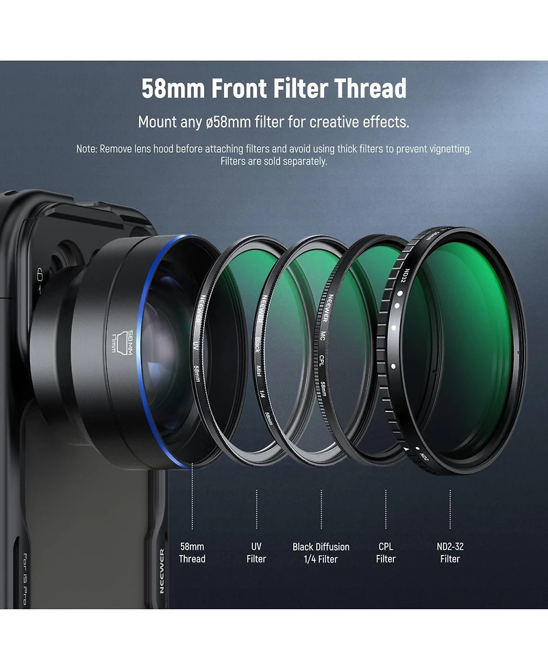 Neewer Ls-66 Camera Mounting Accessory with 1.7X for select iPhone and Android mobile devices