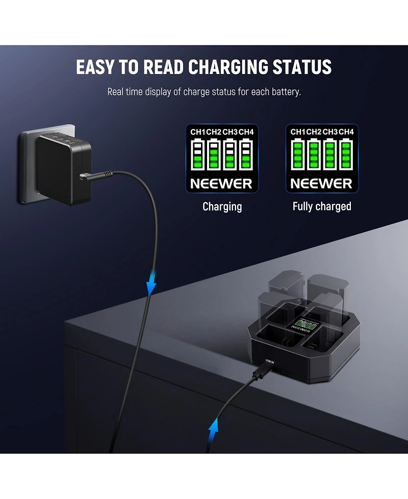 Neewer Nw-Z4 Camera Battery and Charging Accessory with 45W for select Sony Np-f-series devices