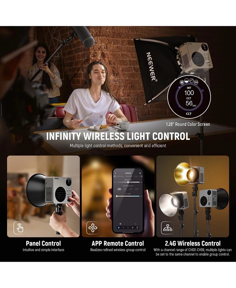 Neewer HB80B Led Video Light with 80W, 72Wh, 100W