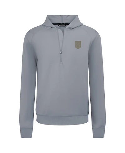 LevelWear Men's Gray Usmnt Technic Tri-Blend Quarter-Zip Hoodie