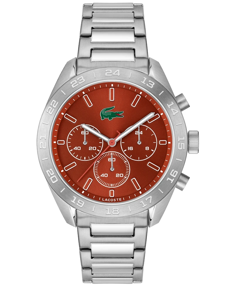 Lacoste Men's Quartz Boston Silver-Tone Stainless Steel Bracelet Watch 42mm