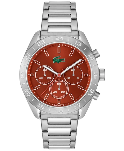Lacoste Men's Quartz Boston Silver-Tone Stainless Steel Bracelet Watch 42mm